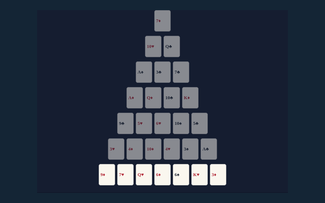 Pyramid Solitaire game board